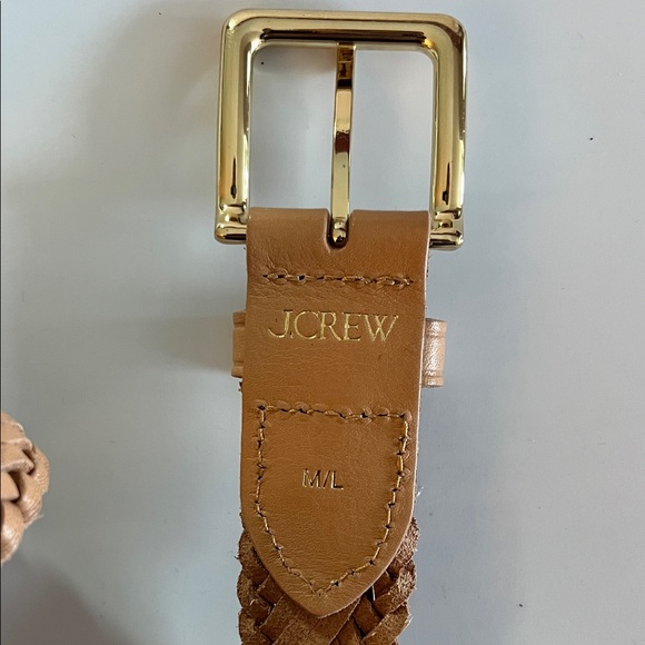 Braided Tan Leather Belt with Gold Buckle - Picture 3 of 4